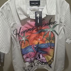 Homme Femme Men's Casual Button Down Shirt - Multicolor